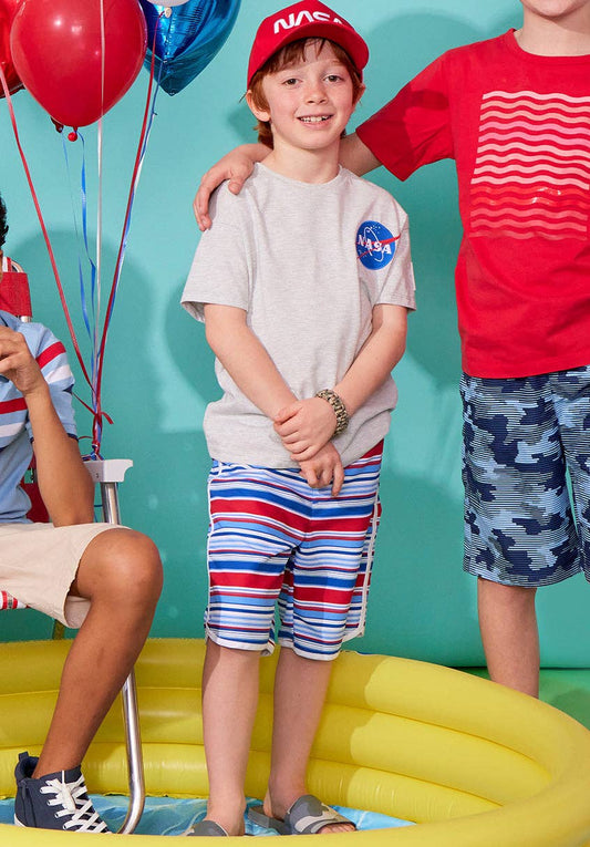 Navy Stripe Swim Trunk