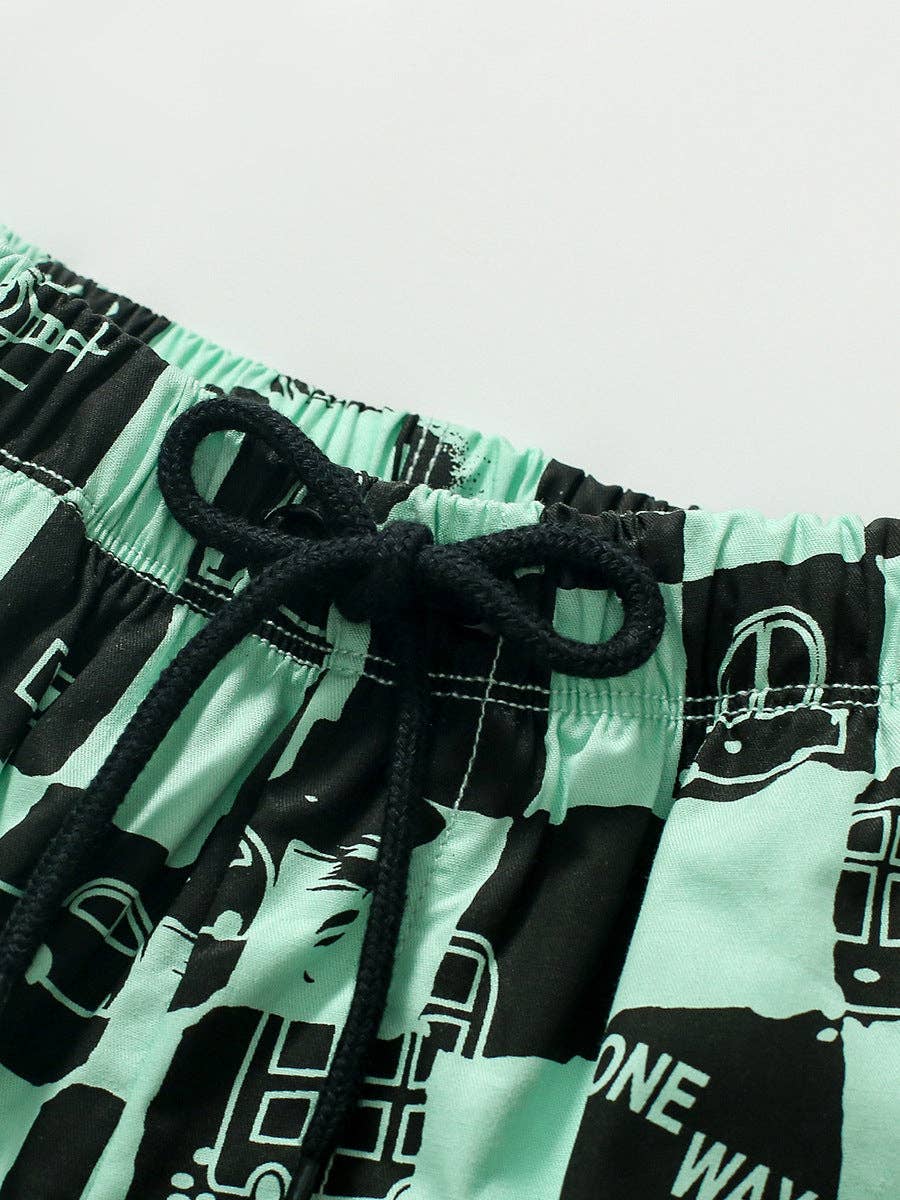 Teal Checkered Truck Tee + Shorts Set