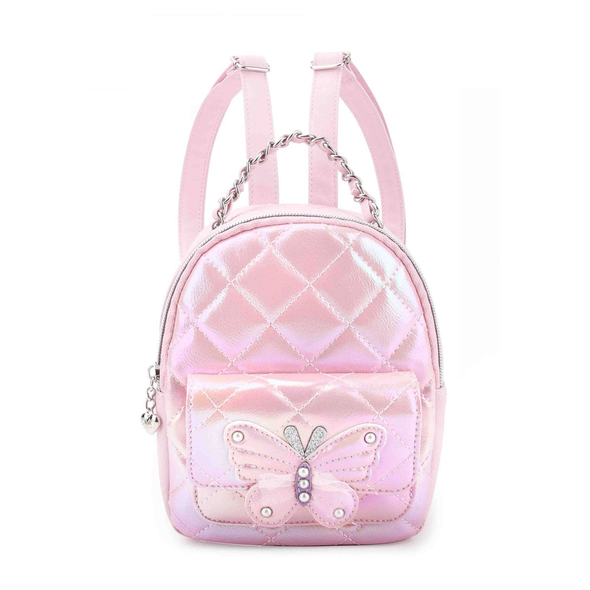 girls' mini backpacks Metallic Quilted Butterfly Pink Mini Backpack – RUE + ROE