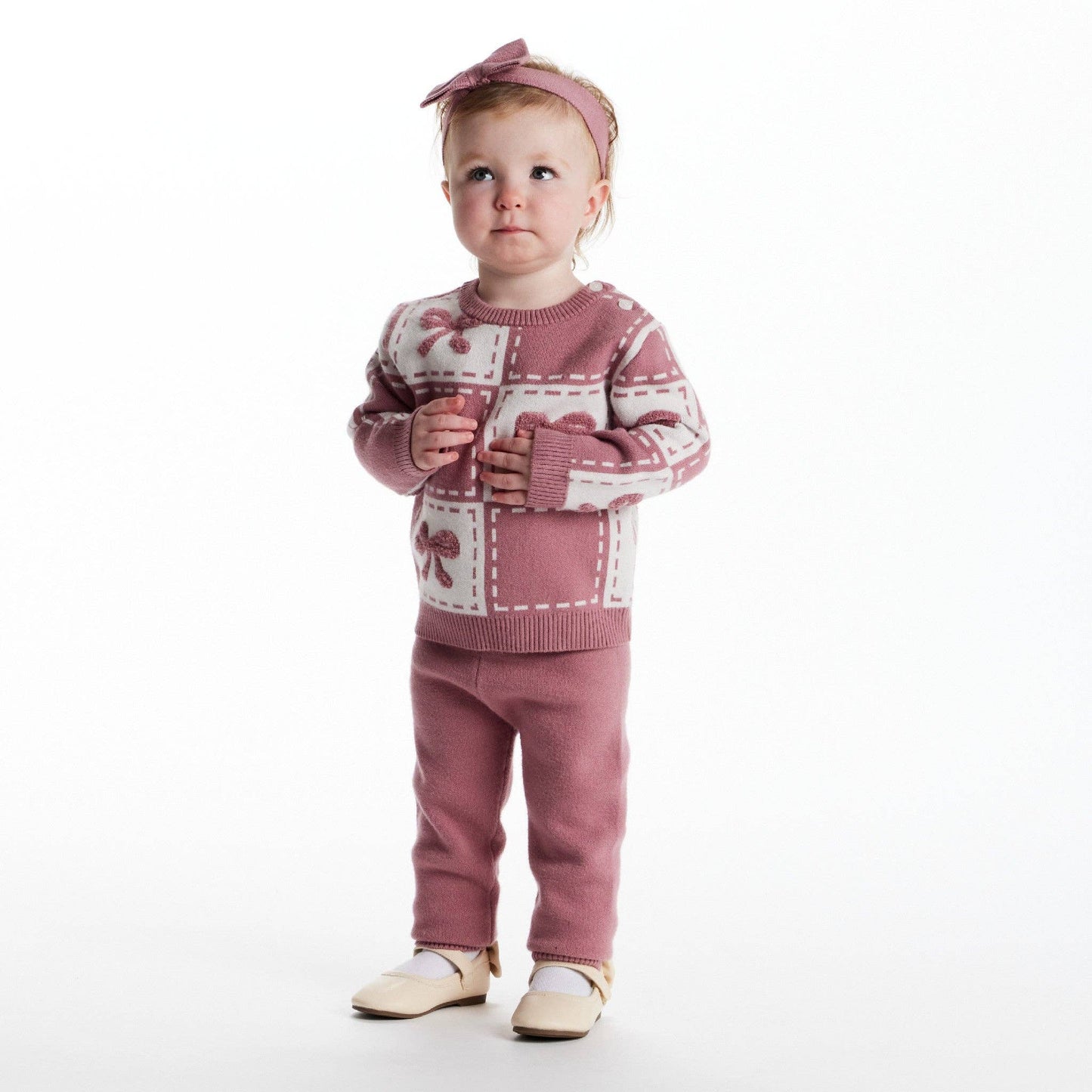 Pink Bows Chenille Sweater Set