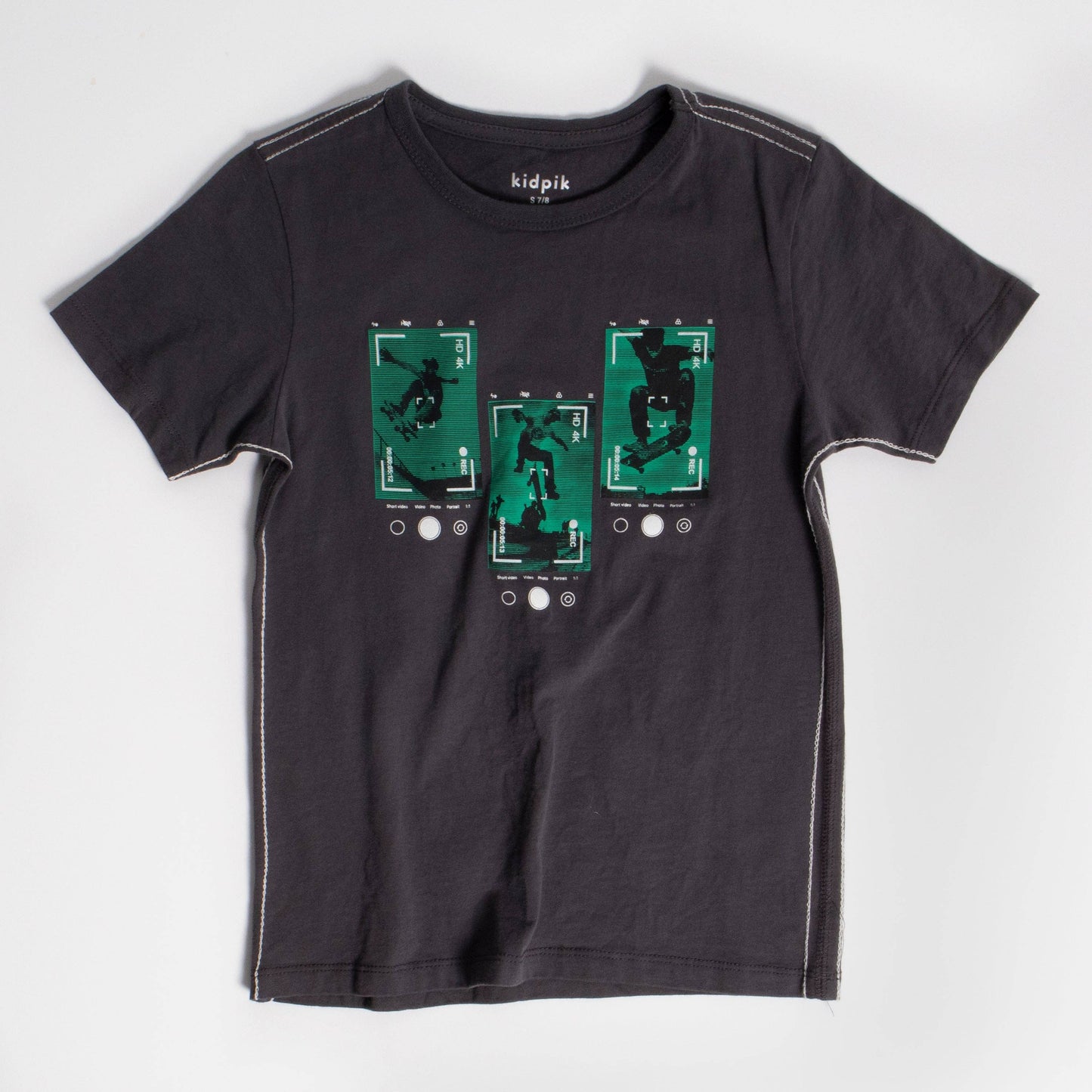 Skateboard Pic Contrast Stitch Tee