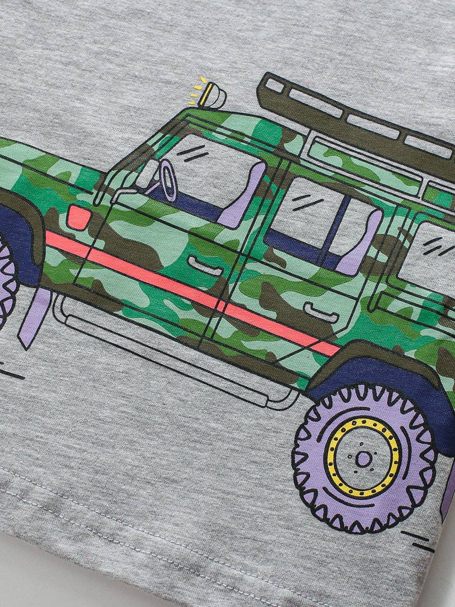 Teal Checkered Truck Tee + Shorts Set