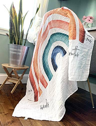 Rainbow Monthly Milestone Organic Blanket