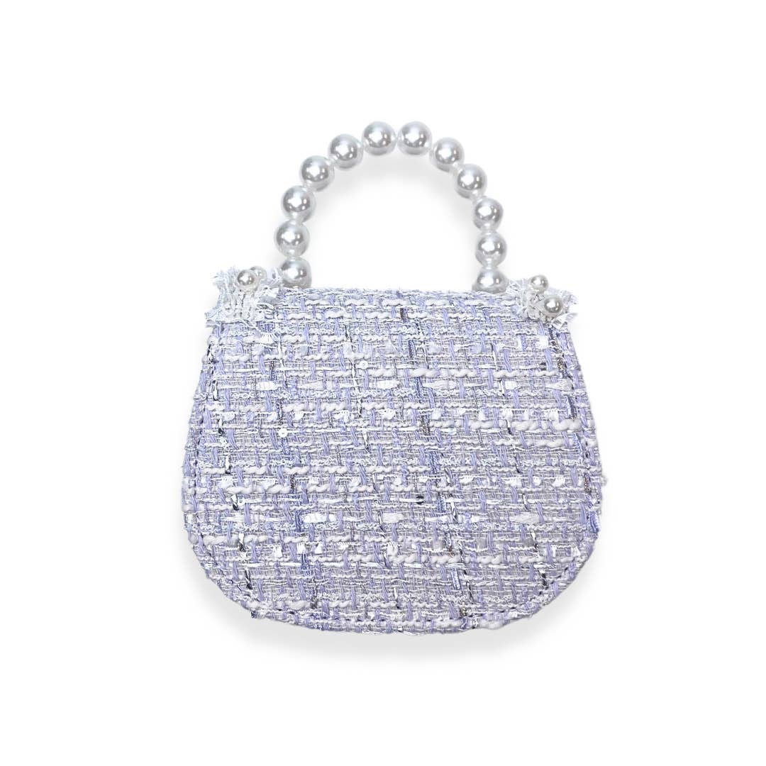 Lavender Floral Decor Tweed + Pearl Purse