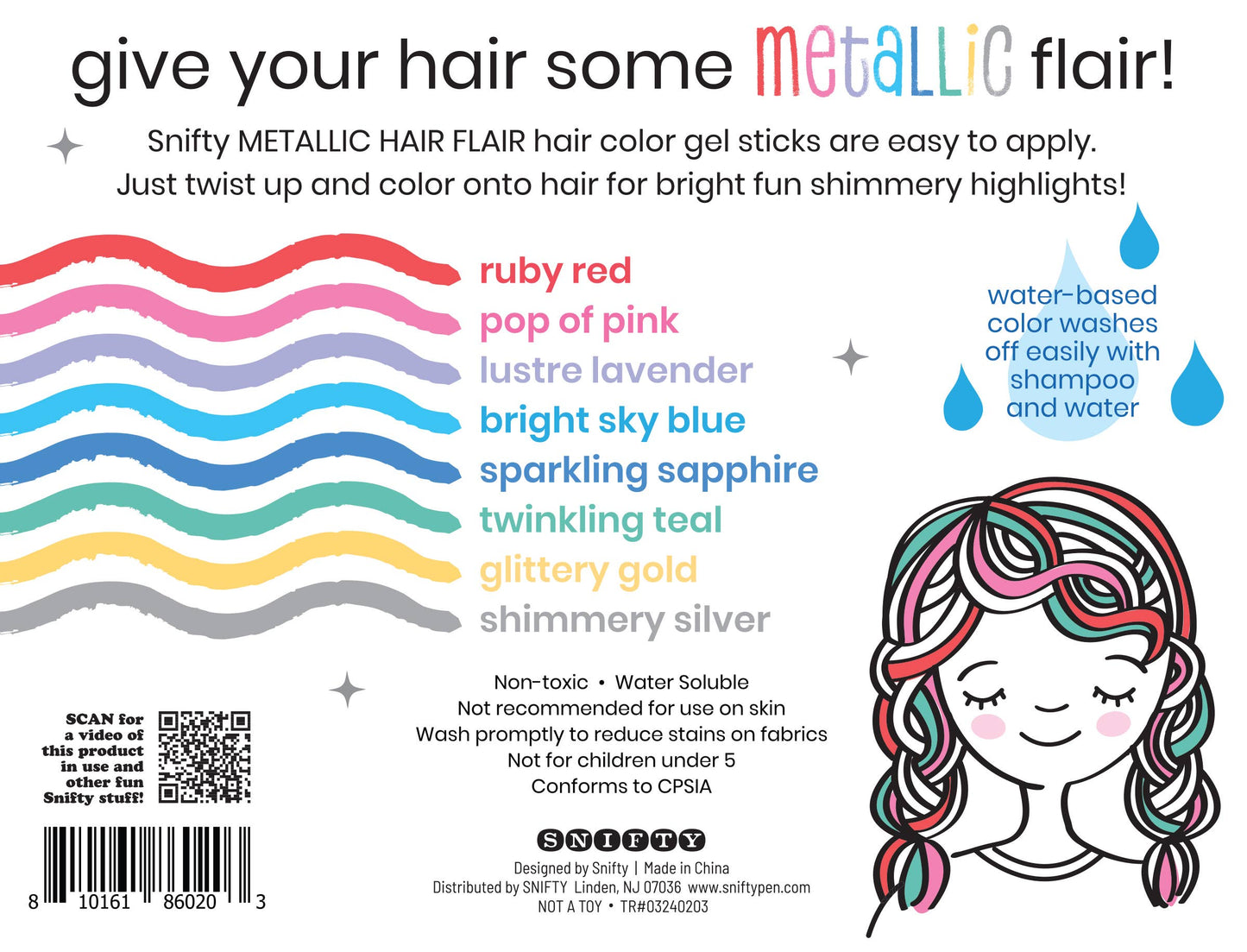 Hair Flair Metallic Shimmer Hair Color Gel Sticks Set