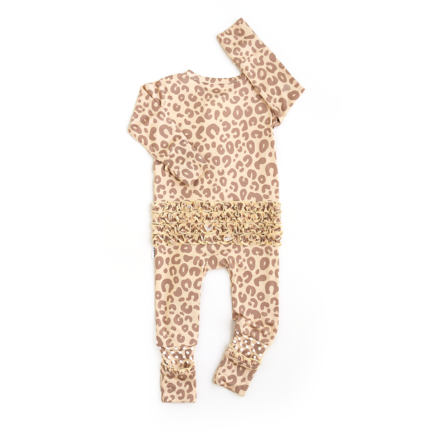 Amari Leopard Ruffle Bamboo Zip Romper