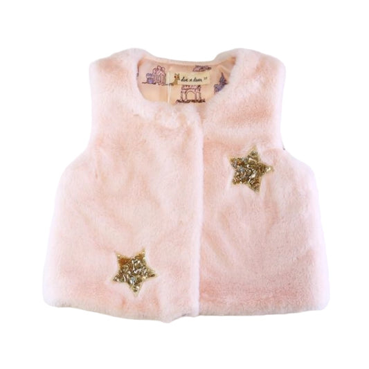 Pink Sequin Star Furry Vest