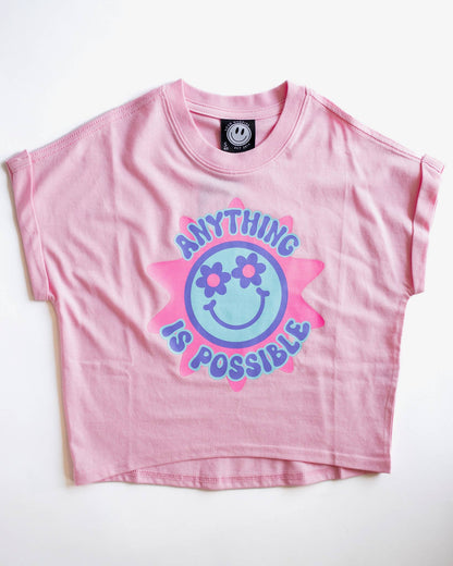 Anything is Possible Printed Tee in Bubble Gum