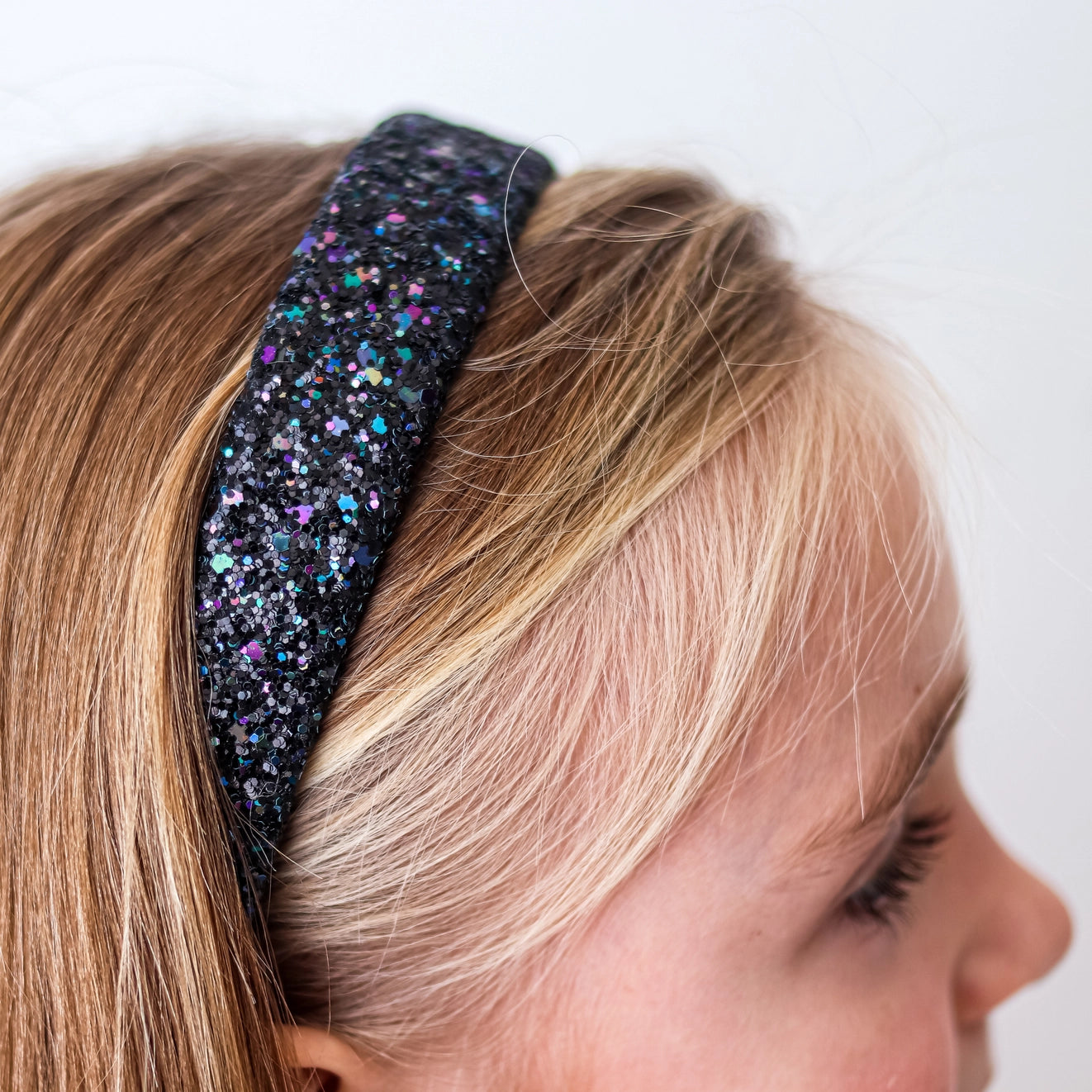 Black Glitter Tapered Headband