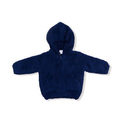 Navy Chenille Hooded Jacket