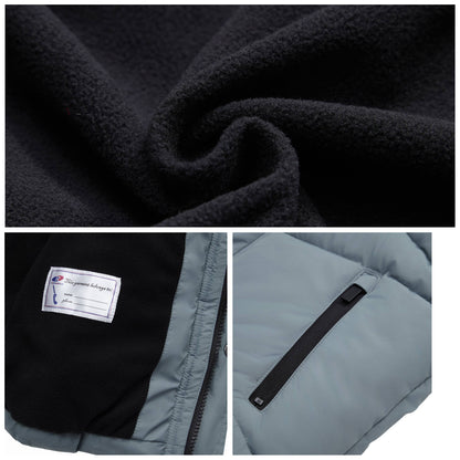 Slate Grid Fleece Lined Puffer Coat