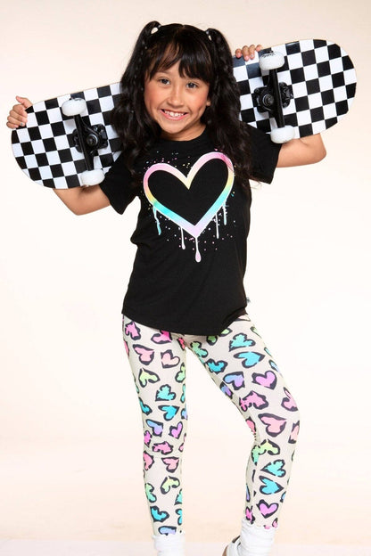 Black Rainbow Drip Heart Modal Tee