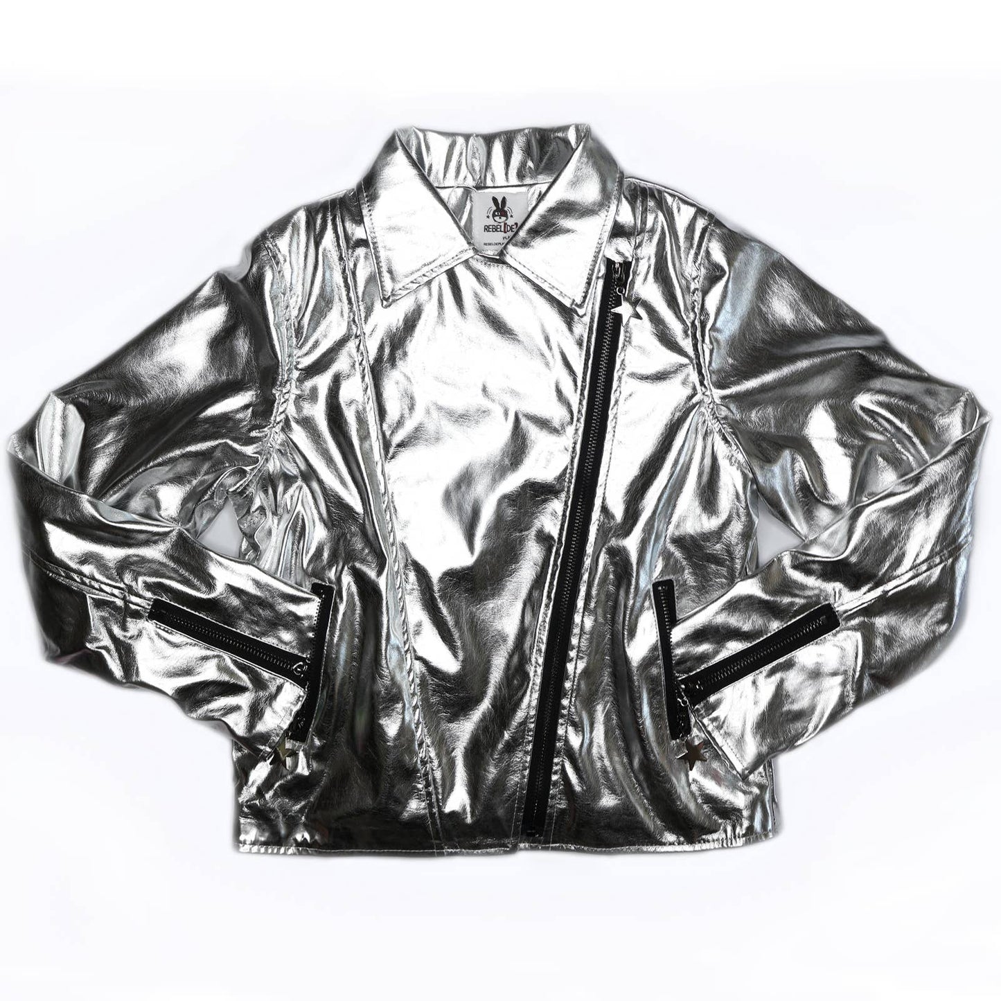 Silver Metallic Faux Leather Heart Jacket