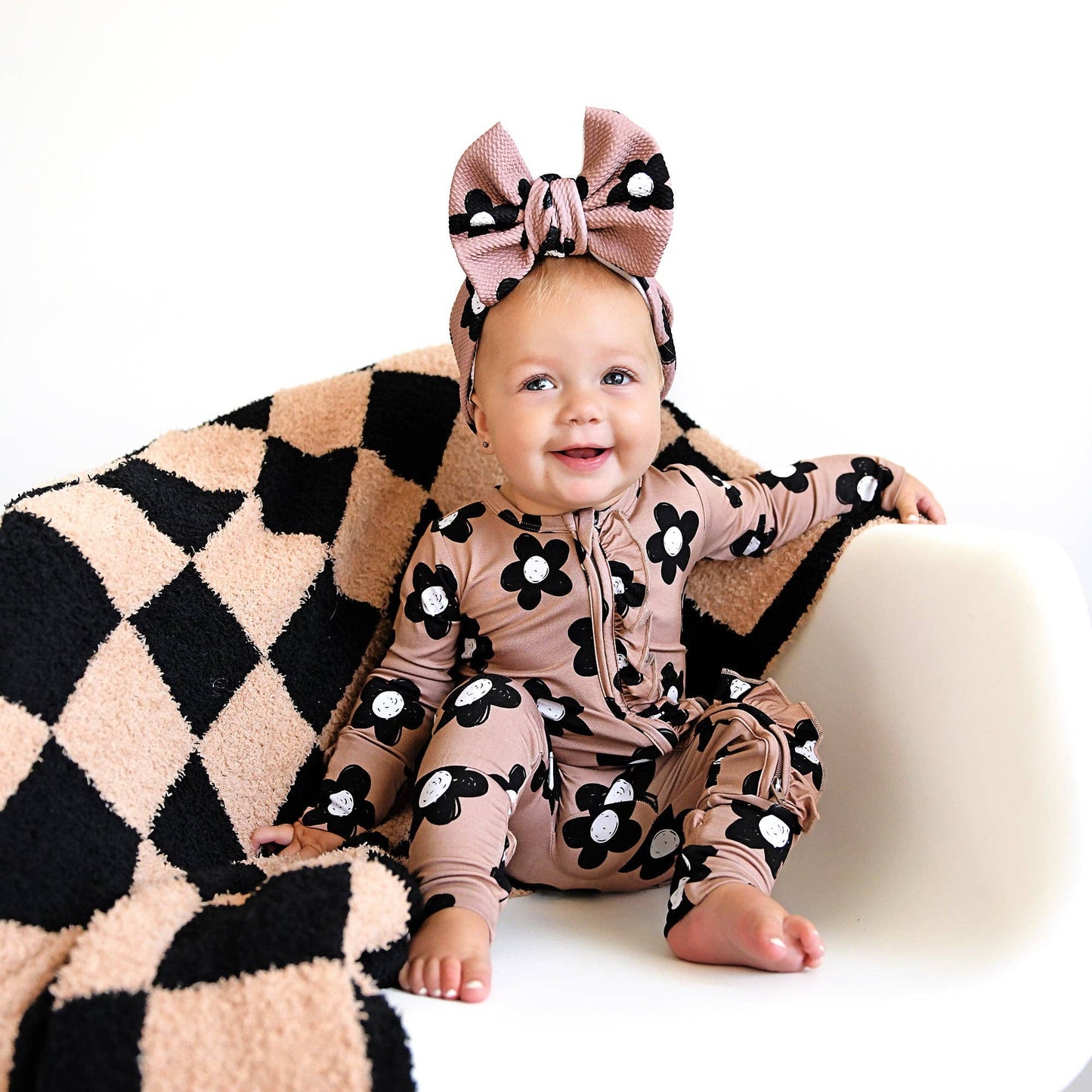 Coco Flowers Ruffle Bamboo Zip Romper