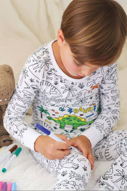 Jurassic Playground Colorable Bamboo Pajama Set