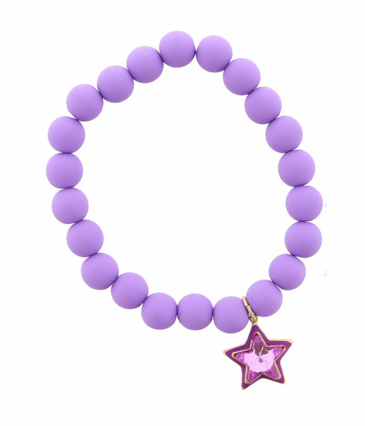 Crystal Star Purple Bead Bracelet