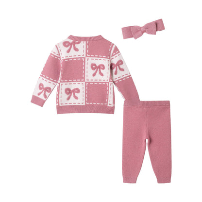 Pink Bows Chenille Sweater Set