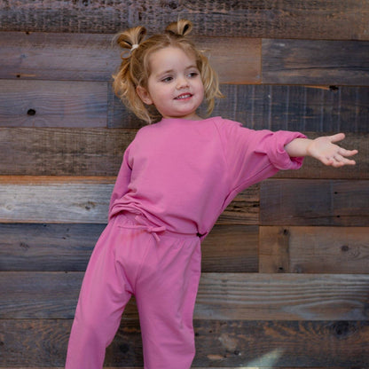 Raspberry French Terry Bamboo Crew Neck Jogger Set