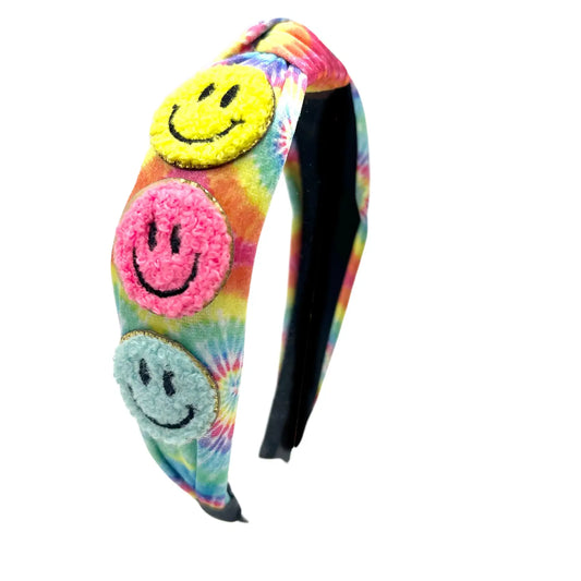 Smiley Tie Dye Knot Headband