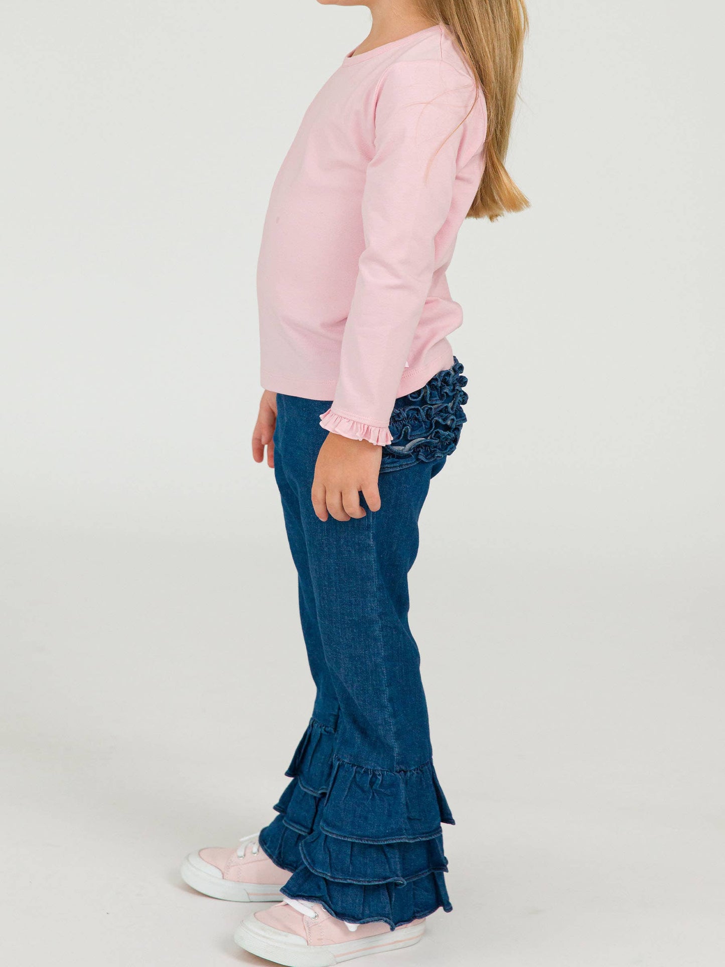 Stretch Denim Flare Pants with Ruffles (Infant)