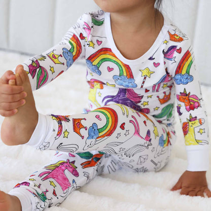 Colorable Enchanted Unicorns Pajama Set