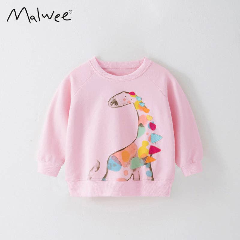 Pink Dino Pullover Sweatshirt