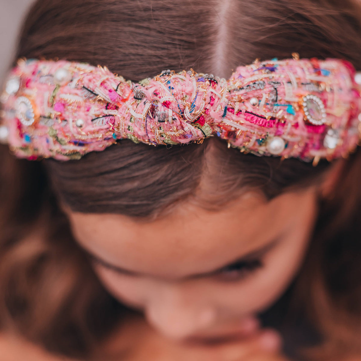 Pink Embellished Knot Headband