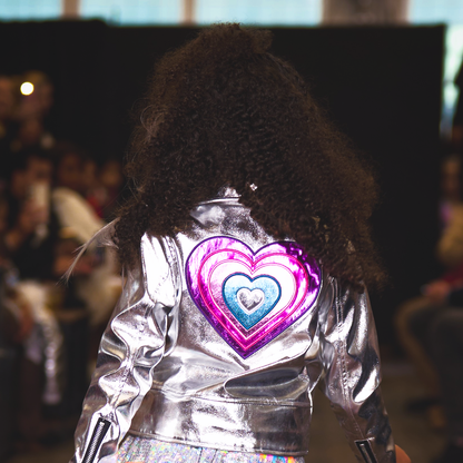 Silver Metallic Faux Leather Heart Jacket