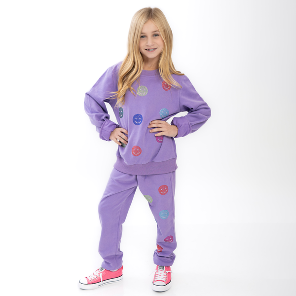 Sparkle Smiley Purple Sweatsuit