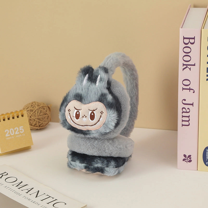 Labubu Plush Earmuffs in Gray
