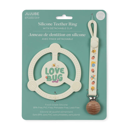 Love Bug Teether Ring with Detachable Clip