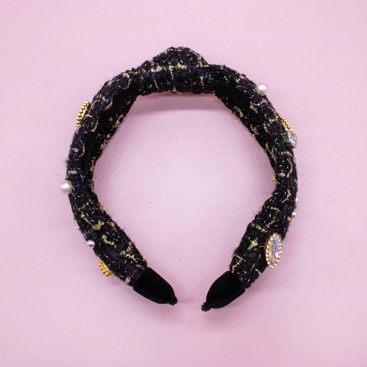 Black Embellished Knot Headband