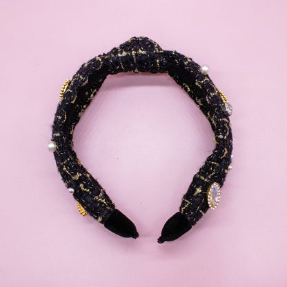 Black Embellished Knot Headband