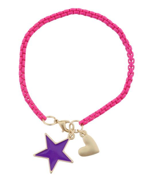 Hot Pink Box Chain Charm Bracelet