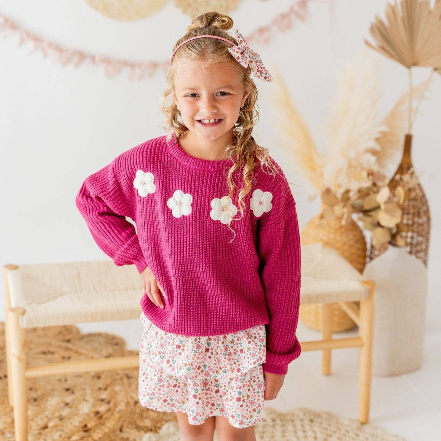Berry Floral Appliqué Sweater (Infant)