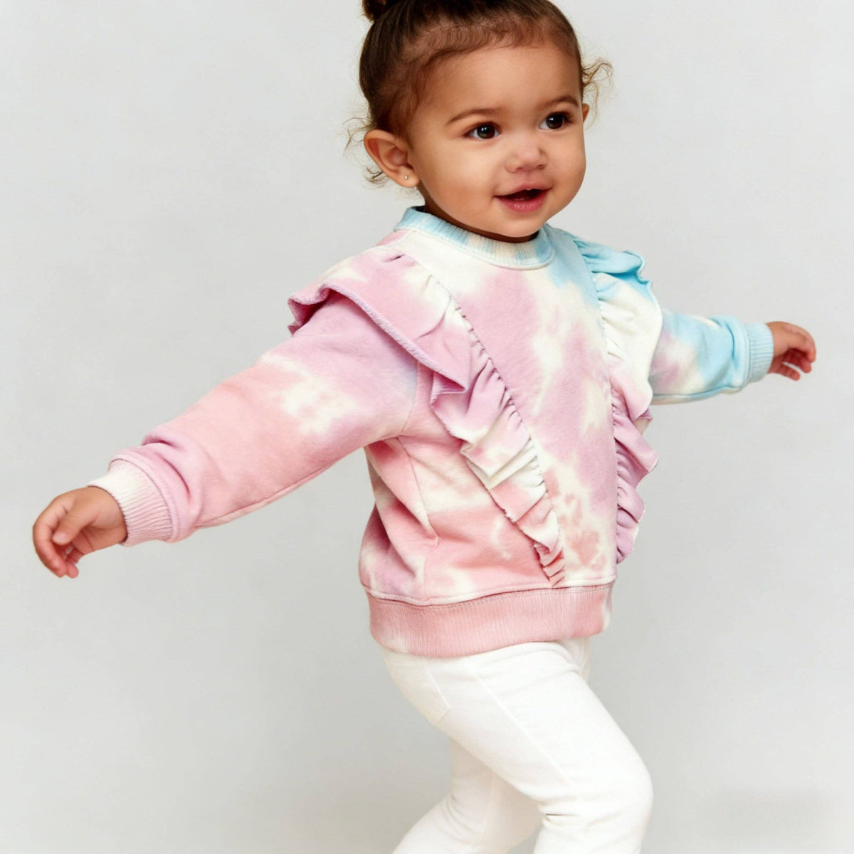 Pastel Tie-Dye Ruffle Jogger Set