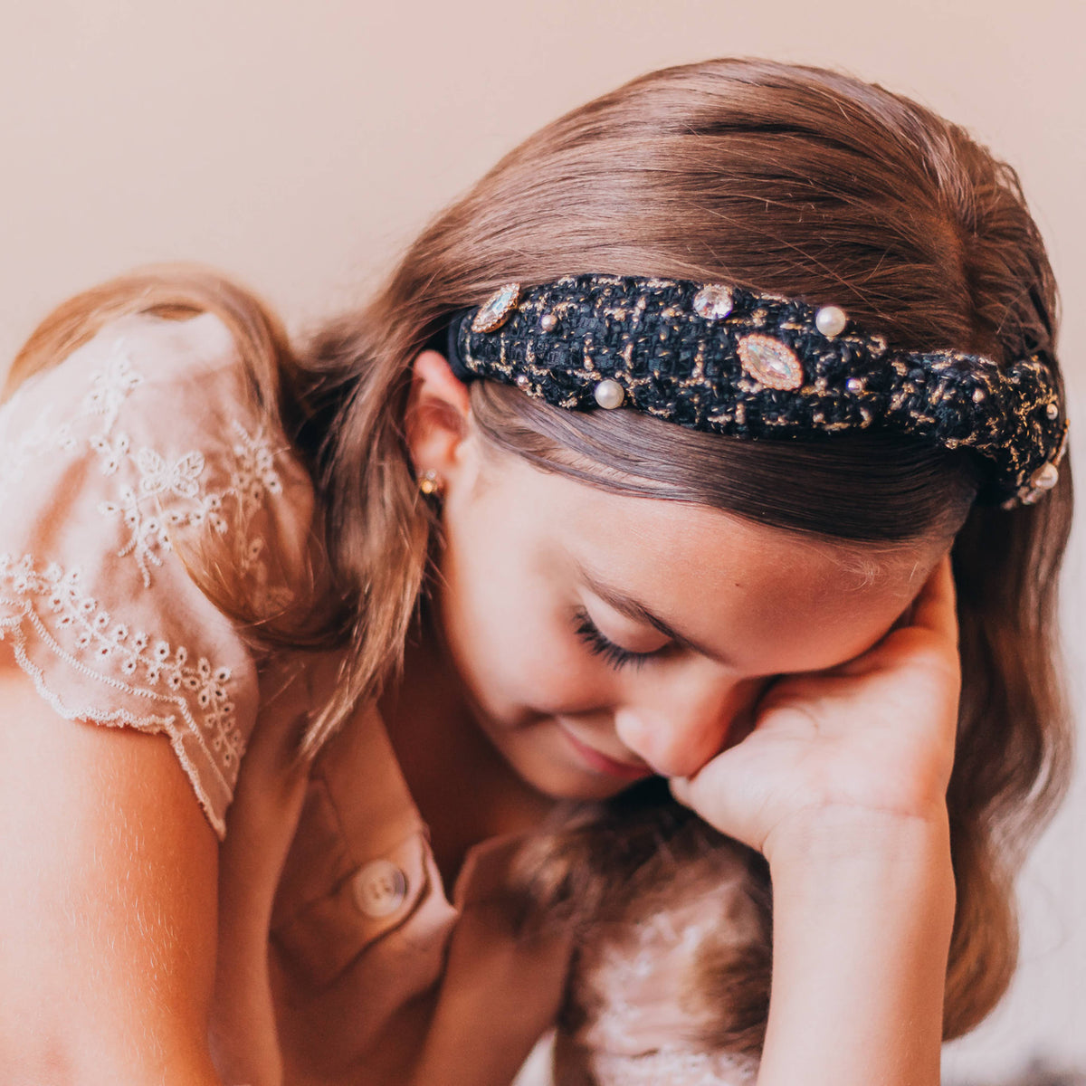 Black Embellished Knot Headband
