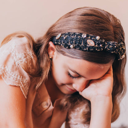 Black Embellished Knot Headband