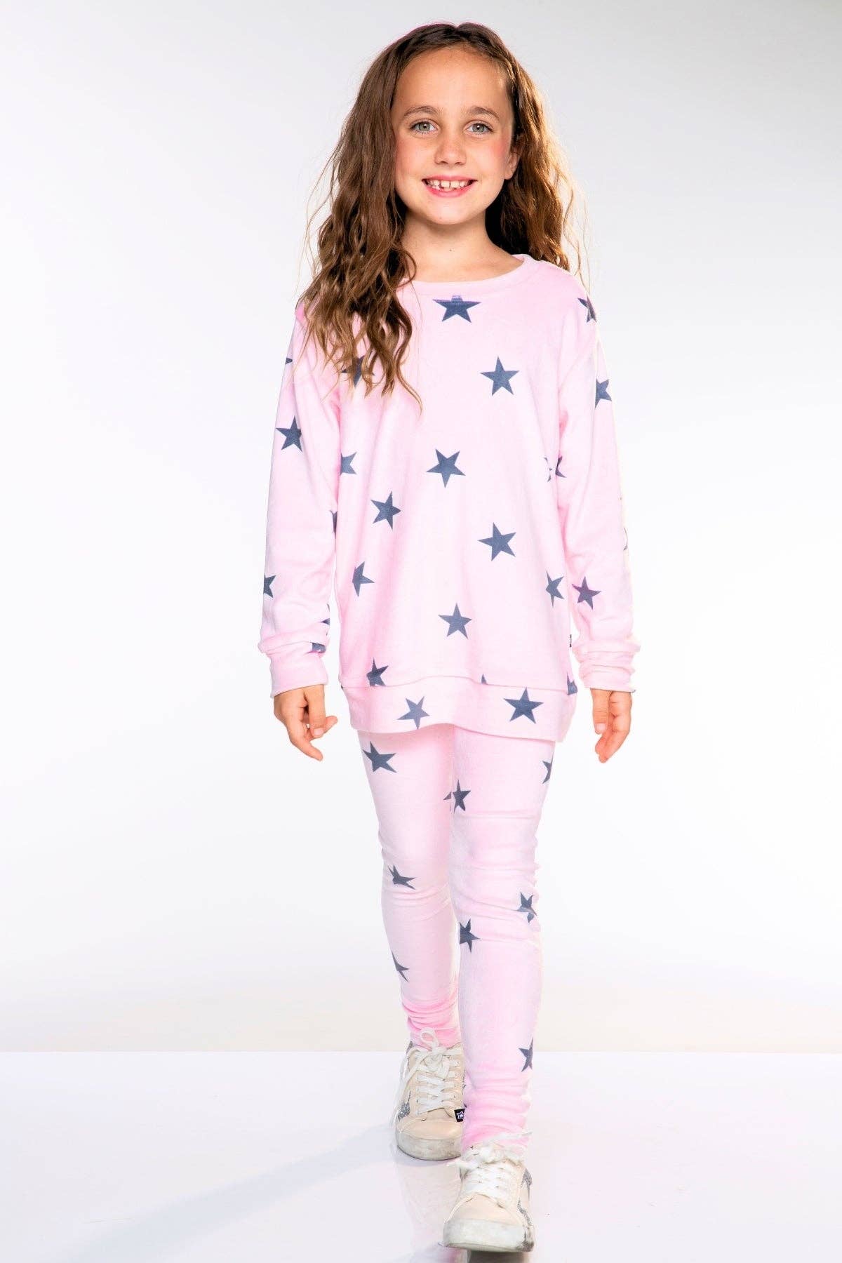 Long Sleeve Velour Set in Pink Stars