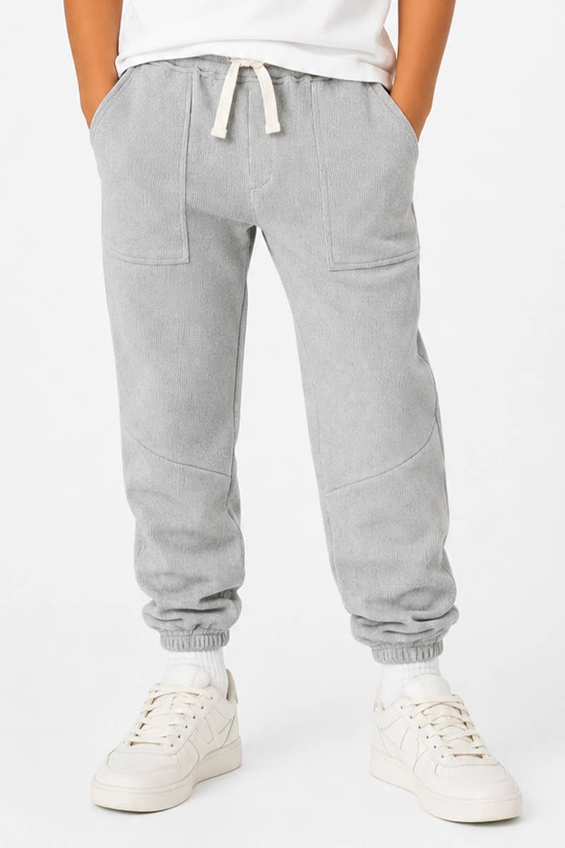 Grey Waffle Knit Jogger Pants
