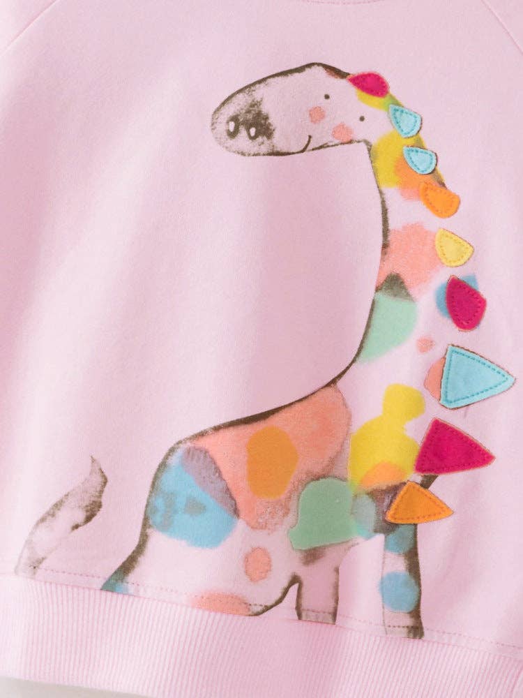 Pink Dino Pullover Sweatshirt