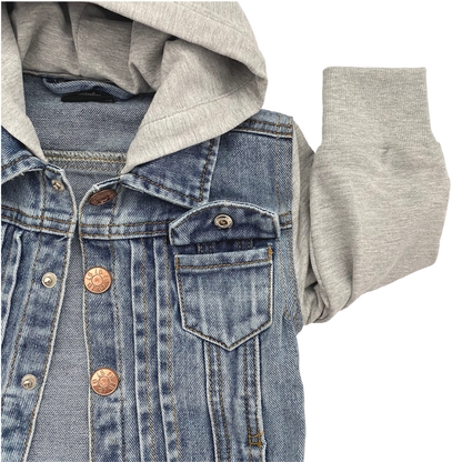 Grey Hooded Denim Jacket