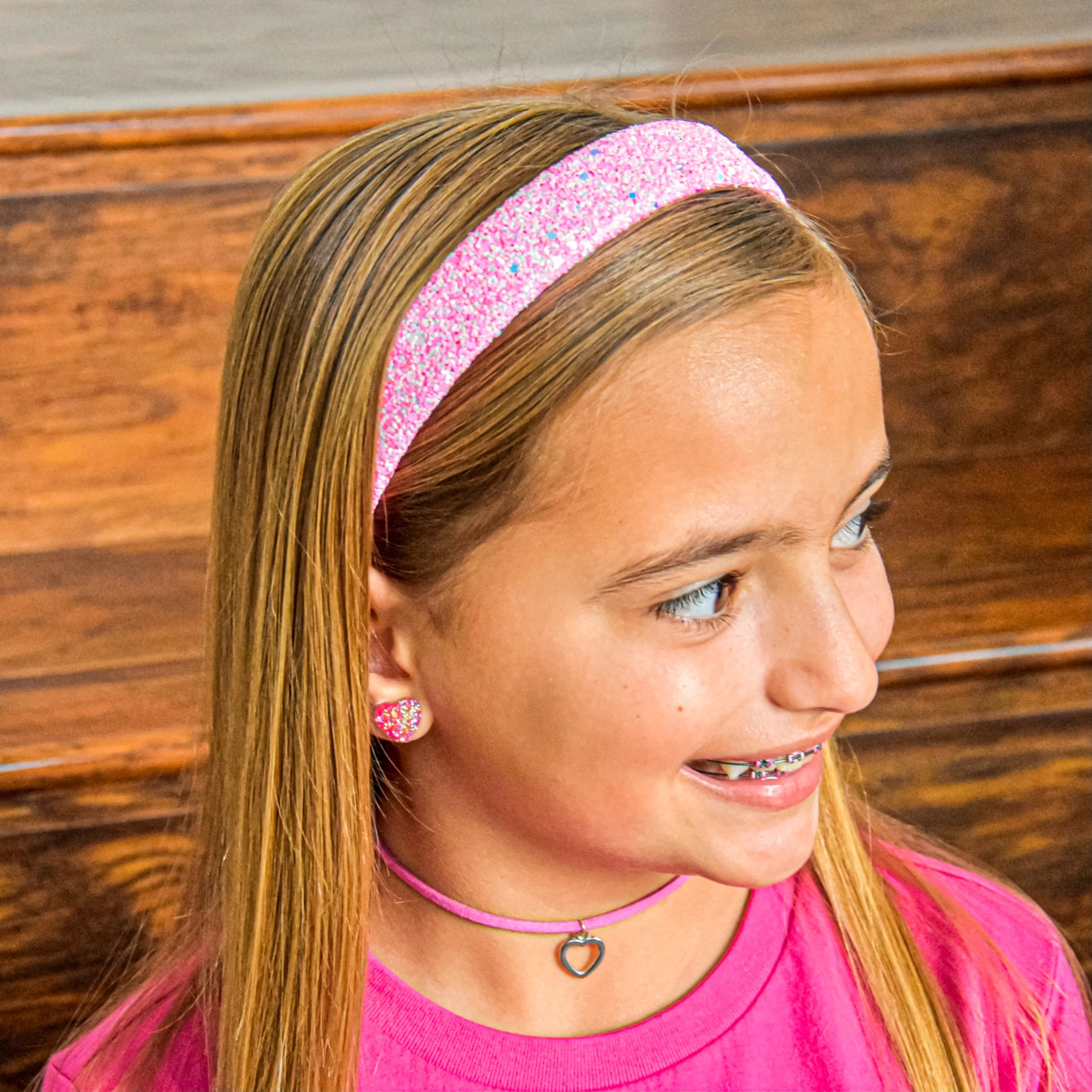 Pink Glitter Tapered Headband