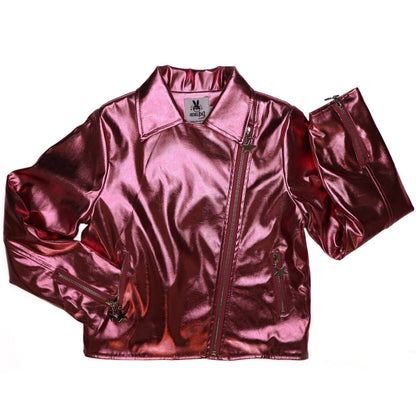 Pink Metallic Faux Leather Star Jacket