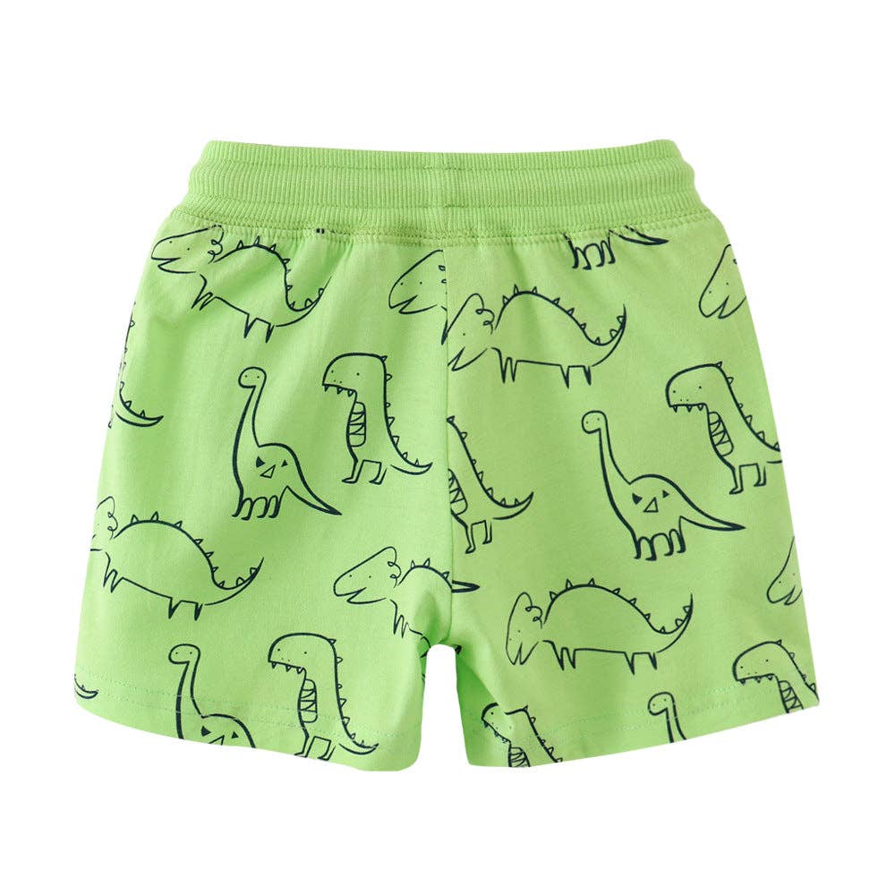 Lime Green Dino Soft Shorts