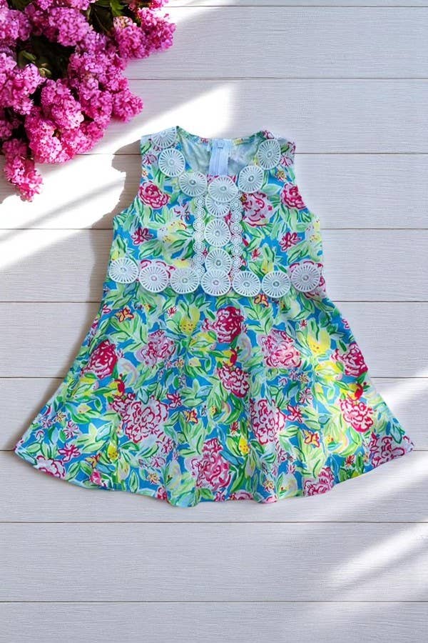 Lace Trim Bright Florals Dress (Baby)