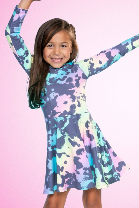 Rainbow Tie Dye Simply Soft Long Sleeve Skater Dress