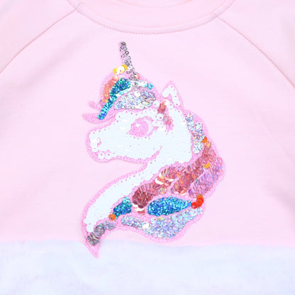 Pink Sequin Unicorn Furry Sweatshirt