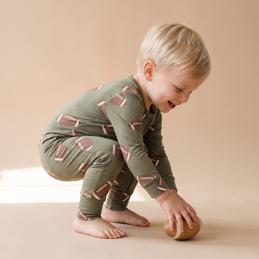Hunter Green Football Bamboo Convertible Romper