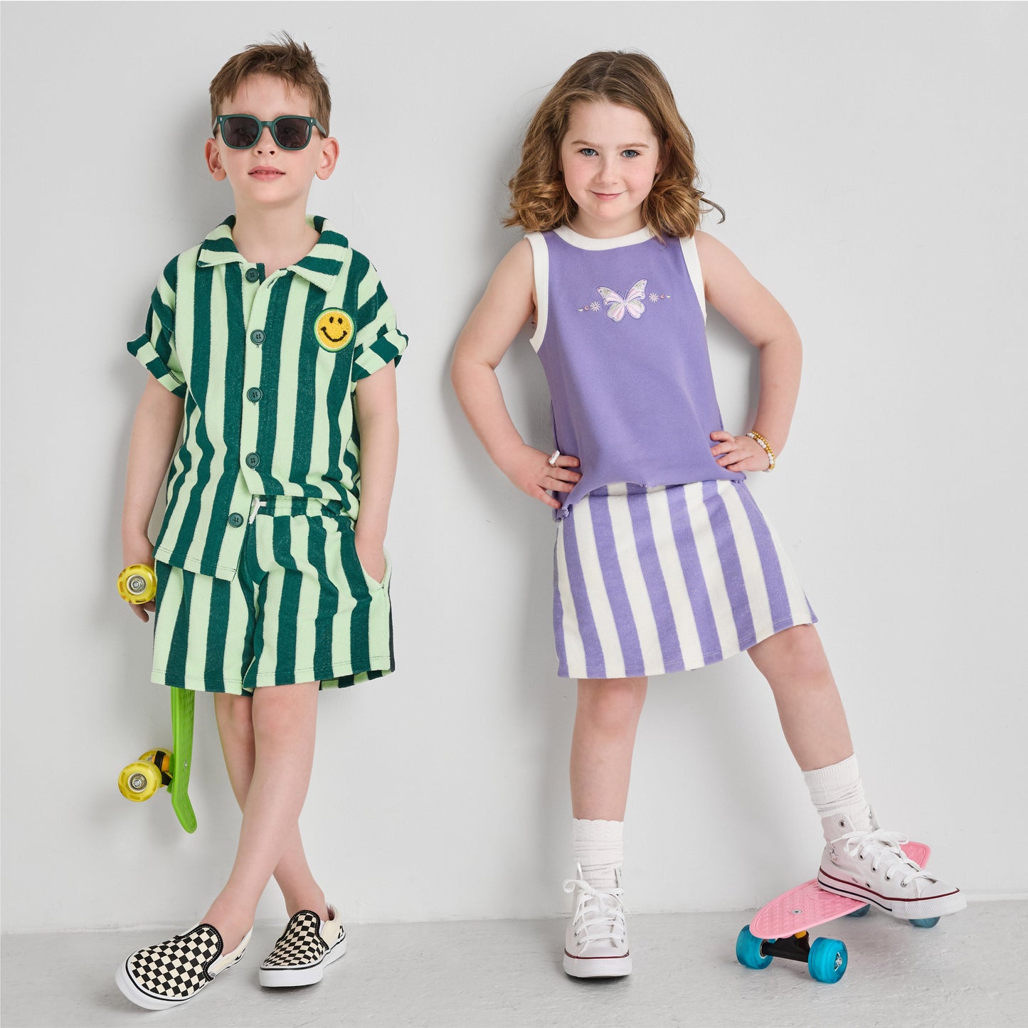 Purple Striped Terry Skort